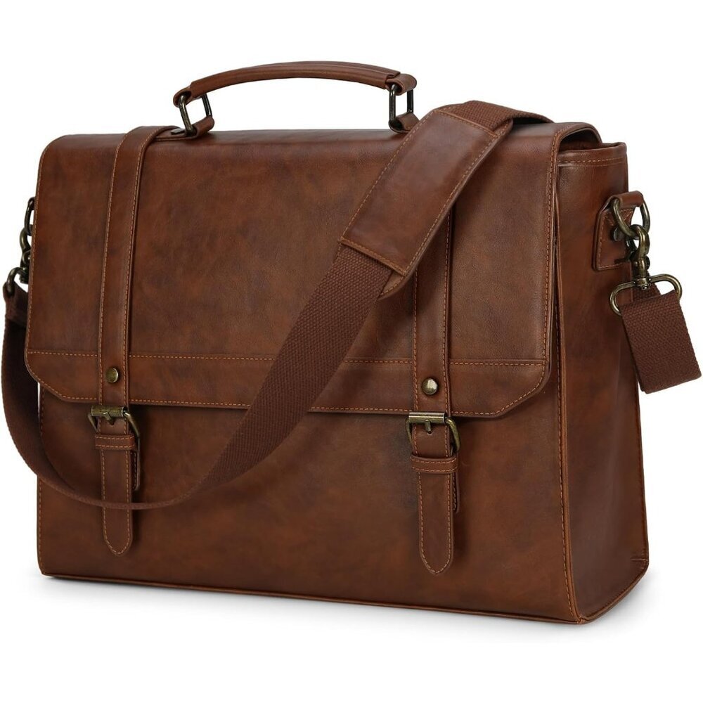 🆕 Men Brown Vintage Leather Laptop Computer Retro Work Business Shoulder Bag
